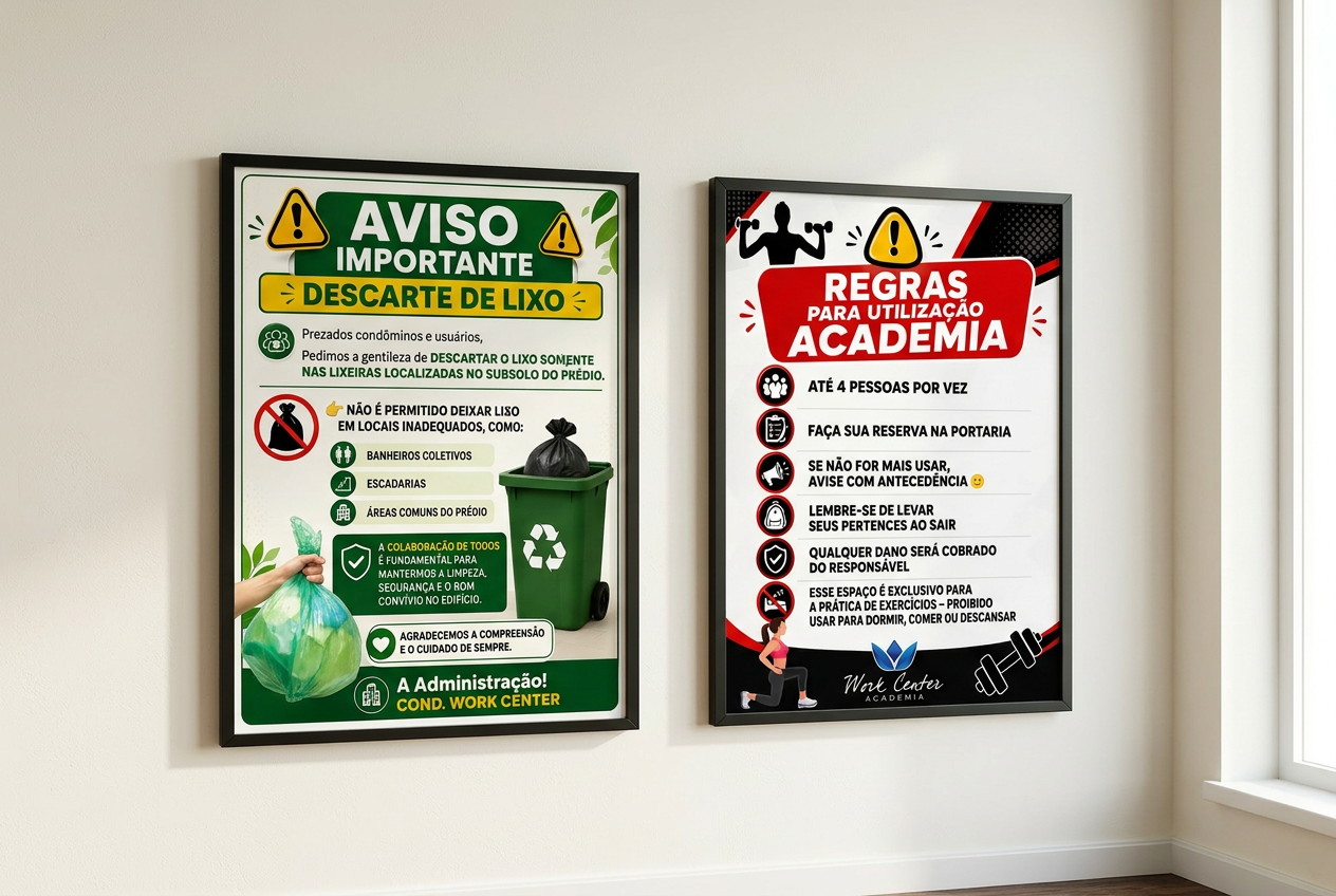 Cartazes informativos – Cond. Work Center